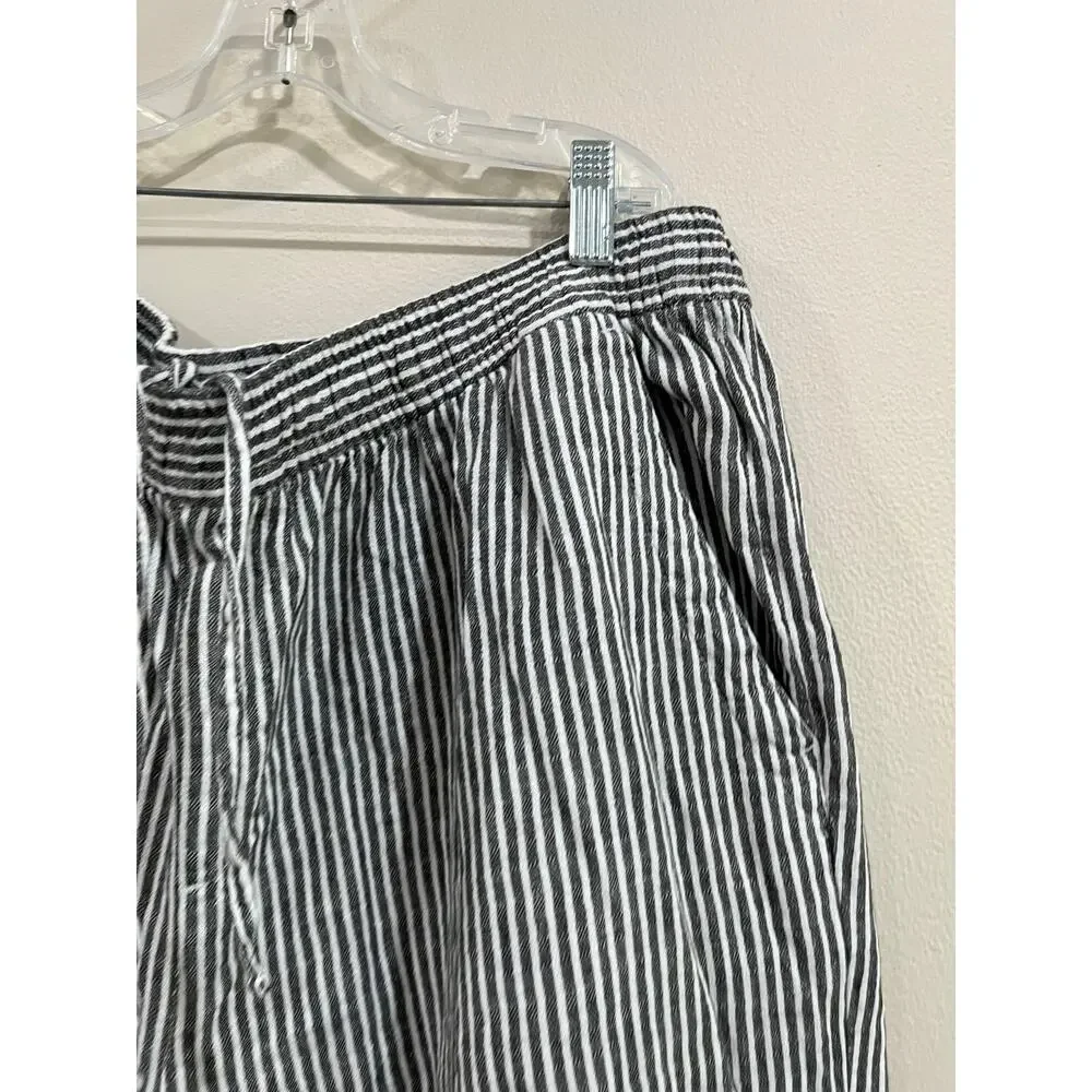 Old‎ Navy Linen Blend Wide Leg Pants Coastal Lagenlook Resort Large Stripe